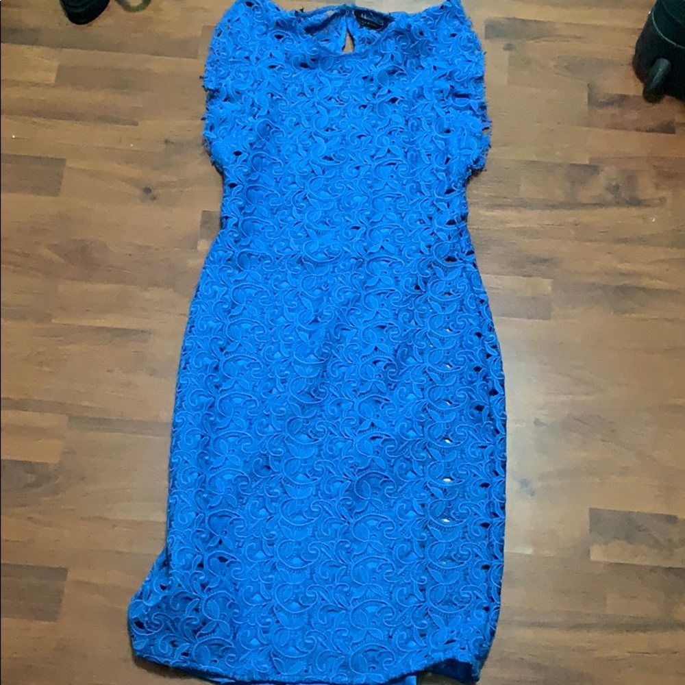 Zara Woman Blue Lace Midi Dress Medium